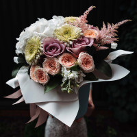 Bouquet Lux” – Hydrangea and Mixed Flowers in a Box for Delivery
